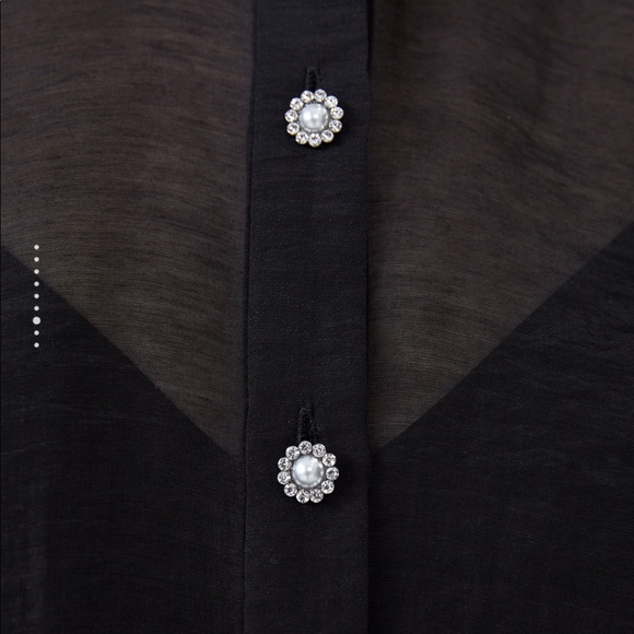 NEW!!! Zara Jewel 💎 Button Organza Top - Picture 5 of 14